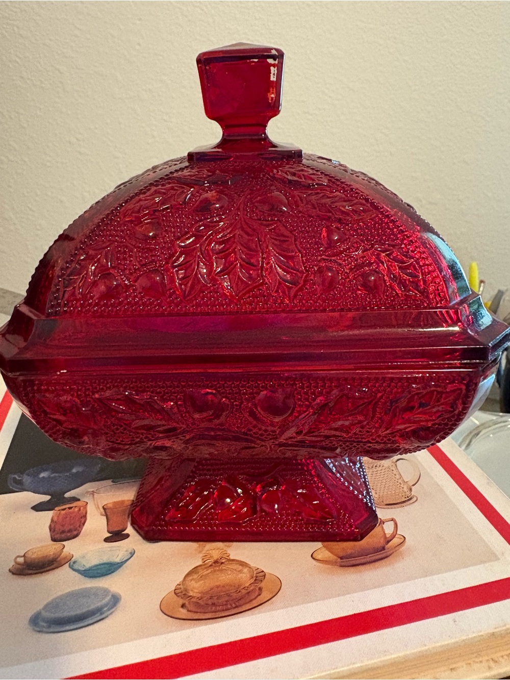 Jeanette Glass “Amberina’ Candy Dish